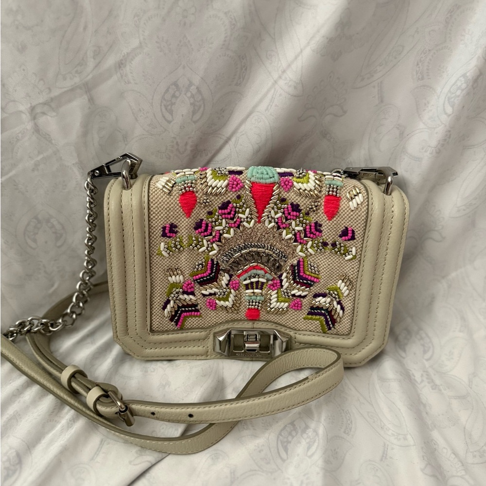 Rebecca Minkoff Embroidered Beige Crossbody Bag